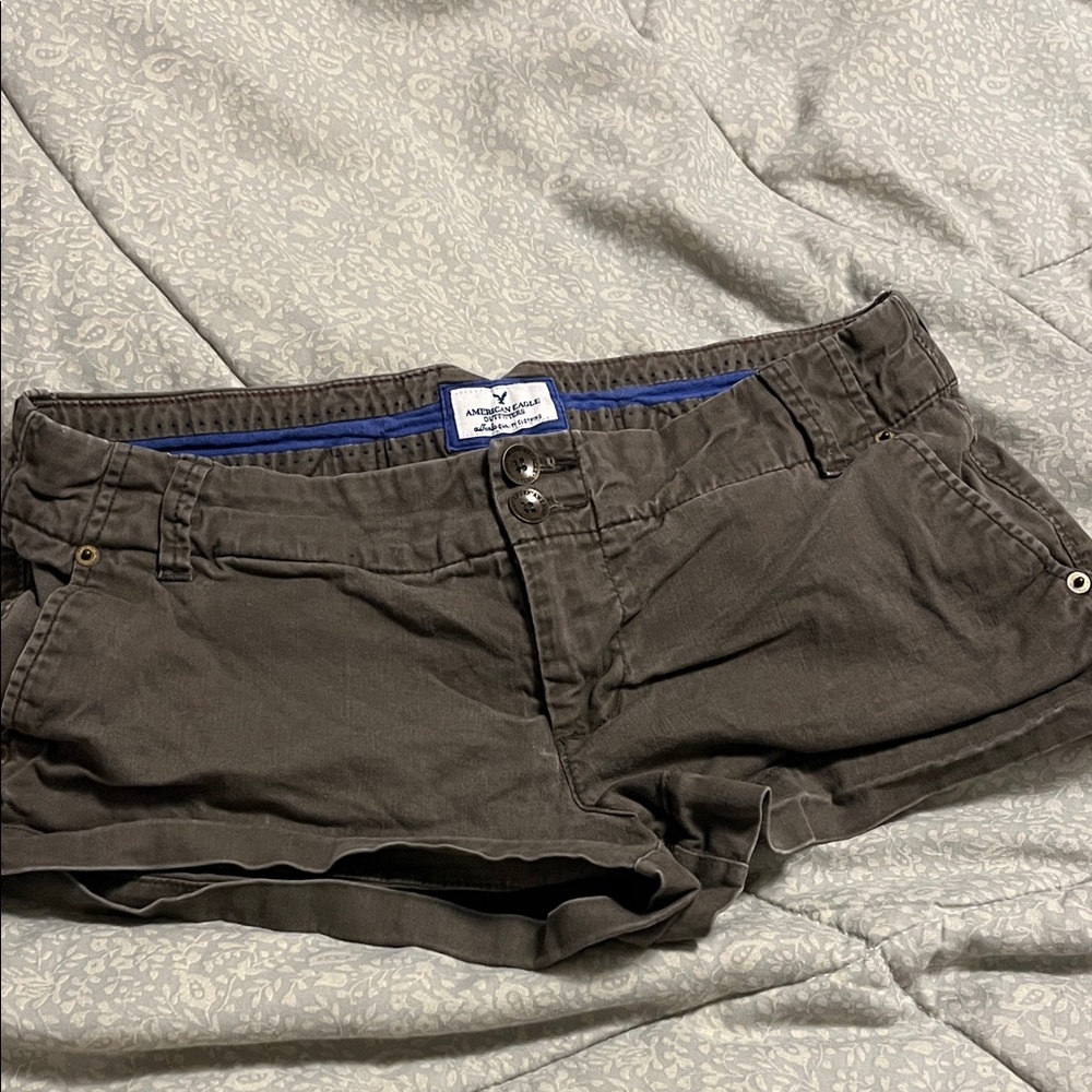 American Eagle Outfitters Women's Brown Low-Rise Cotton Shorts